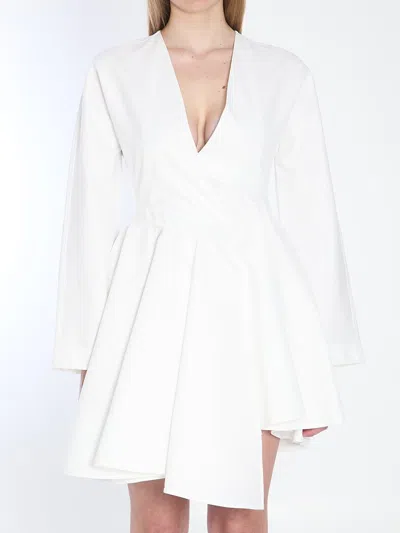 Alaïa Short Asymmetric Dress In White
