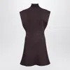 Alaïa Short Aubergine Silk Knit Dress In Brown