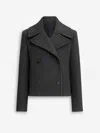 Alaïa Short Merino Wool Coat In Black