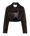 Alaïa Cropped Leather Biker Jacket In Black