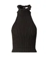 Alaïa Ribbed-knit Halter Top With Wavy Finish In Brown