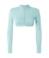 Alaïa Short Ribbed Knitted Cardigan In Blue