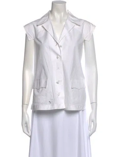 Pre-owned Alaïa Short Sleeve Button-up Top In White