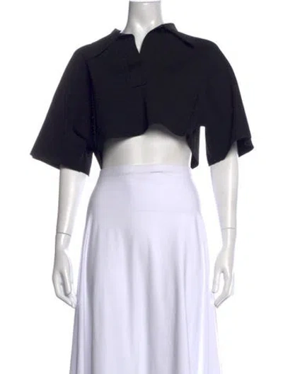 Pre-owned Alaïa Short Sleeve Crop Top In Black