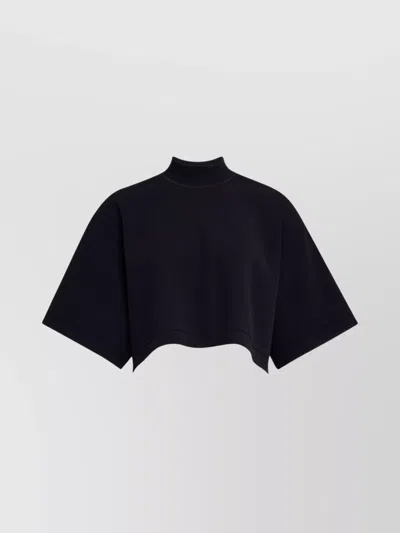 ALAÏA SHORT SLEEVE CROPPED KNIT TOP