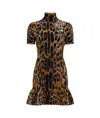 ALAÏA LEOPARD JACQUARD MINI DRESS