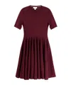 Alaïa Wool Knit Pleated Skater Dress In Red