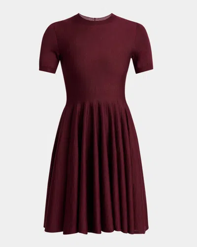 Alaïa Short-sleeve Fit-&-flare Mini Dress In Purple