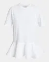 Alaïa Peplum T-shirt With Draped Hem Detail In Blanc