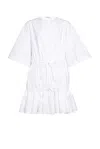 Alaïa Womens Ruffled Short-sleeves Cotton Mini Dress Blanc In White
