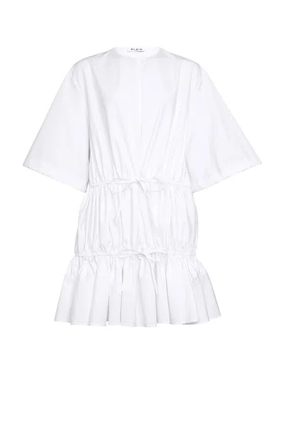 Alaïa Short Sleeve Ruffle Dress In White