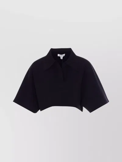 Alaïa Short Sleeve V-neck Crop Polo Top