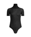 Alaïa Wool Short-sleeve Bodysuit In Black