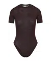 Alaïa Wool-blend Crewneck Bodysuit Top In Brown