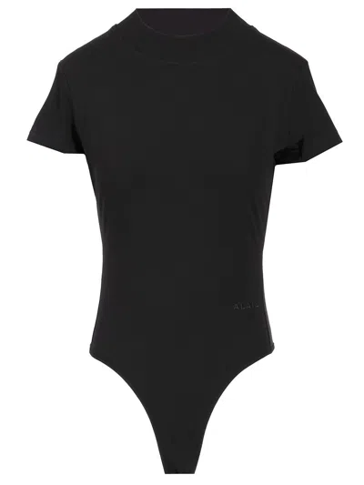 Alaïa Short Sleeves Bodysuit Tops Black