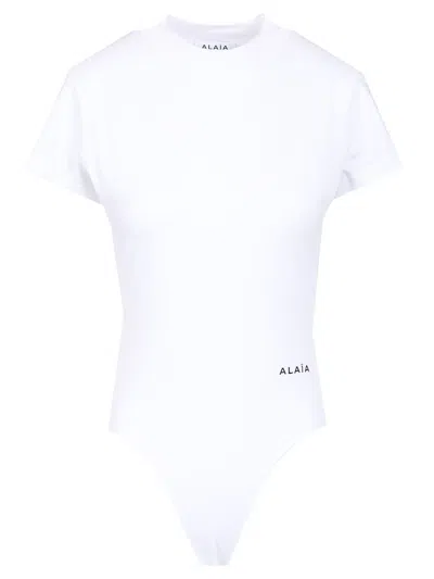Alaïa Short Sleeves Bodysuit In White