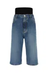 Alaïa Denim Bermuda Shorts With Ribbed Band