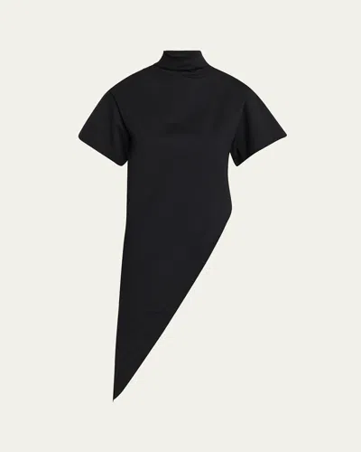 Alaïa Short-sleeve Asymmetric Triangle T-shirt In Black