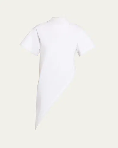 Alaïa Short-sleeve Asymmetric Triangle T-shirt In White
