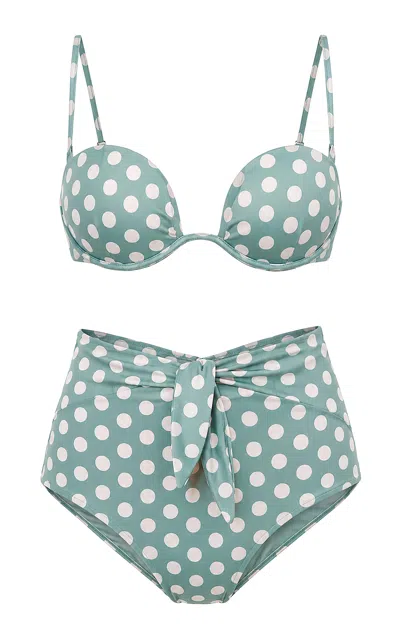 Alaïa Shorty Polka-dot Bikini In Green