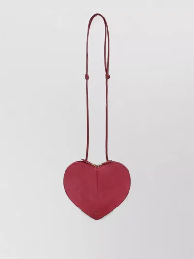 Alaïa Shoulder Bag Heart Shape Suede Leather In Red