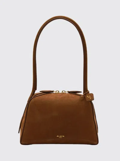 Alaïa Small Le Bouledogue Shoulder Bag In Nubuck Leather In Brown