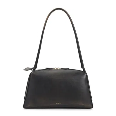 Alaïa Shoulder Bag Adjustable Strap Gold Tone Hardware In Black