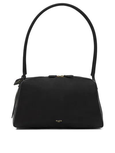 Alaïa Le Bouledogue Bowling Shoulder Bag In Nubuck Leather In Black