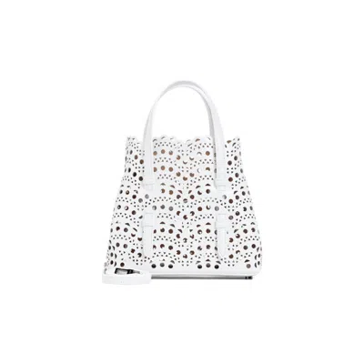 Alaïa Alaia White Mina Laser-cut Leather Top-handle Bag
