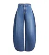 Alaïa Round Stretch Mid-rise Wide-leg Jeans In Blue