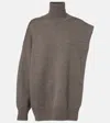 Alaïa Sided Virgin Wool Sweater In Taupe