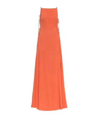 Alaïa Side-tie Spaghetti-strap Maxi Dress In Orange