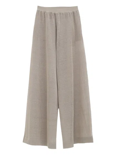 Alaïa Silk And Linen Blend Trousers In Sand