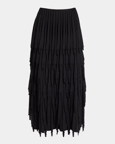 Alaïa Silk-blend Knit Layered Skirt In Black