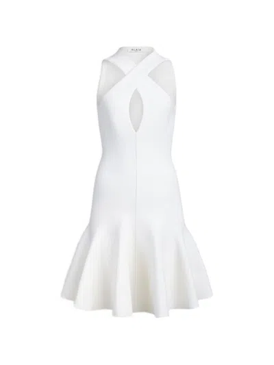 Alaïa Silk Blend Midi Dress In White