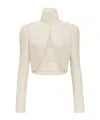 Alaïa Silk Cloqué Cropped Jacket In White
