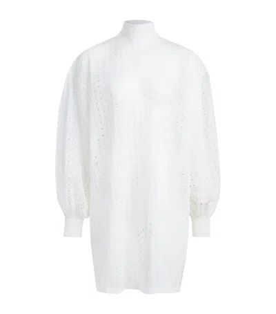 Alaïa Silk Eyelet Tunic Top In White