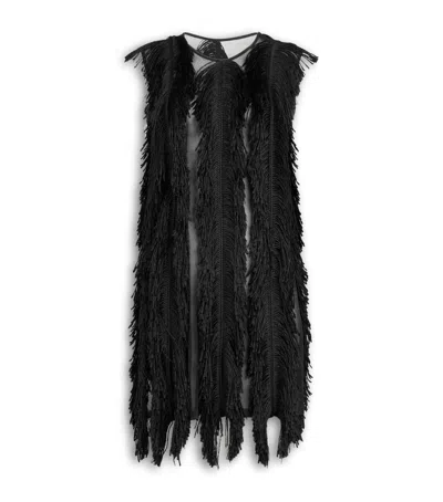 Alaïa Silk Feather-knit Mini Dress In Black