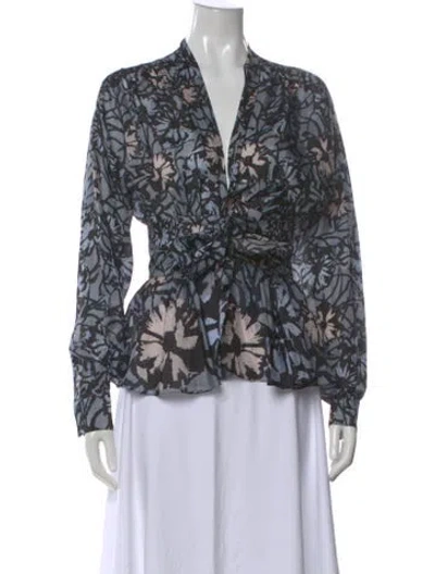 Pre-owned Alaïa Silk Floral Print Blouse In Black
