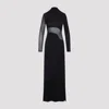 Alaïa Sheer Bodice High-neck Dress In Black