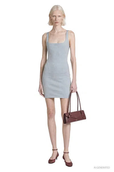 Alaïa Silk Knit Mini Bodycon Dress In Blue