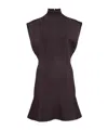 Alaïa Short Aubergine Silk Knit Dress In Brown