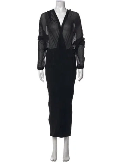 Pre-owned Alaïa Silk Long Dress In Black