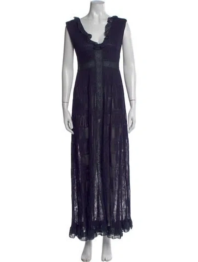 Pre-owned Alaïa Silk Long Dress In Blue