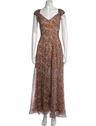 Pre-owned Alaïa Silk Long Dress In Neutral