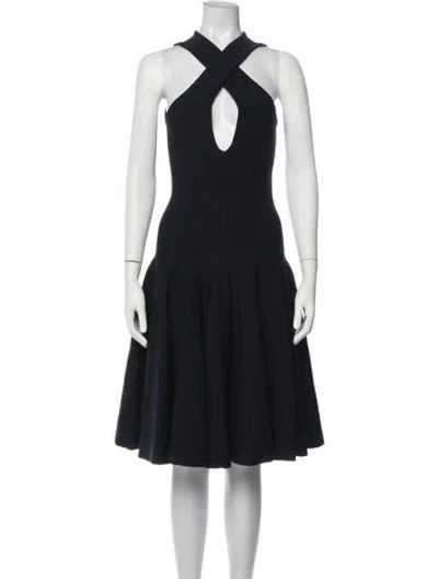 Pre-owned Alaïa Silk Midi Length Dress In Blue
