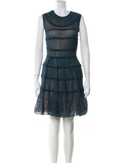 Pre-owned Alaïa Silk Mini Dress In Blue