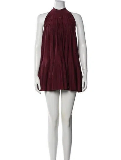 Pre-owned Alaïa Silk Mini Dress In Burgundy
