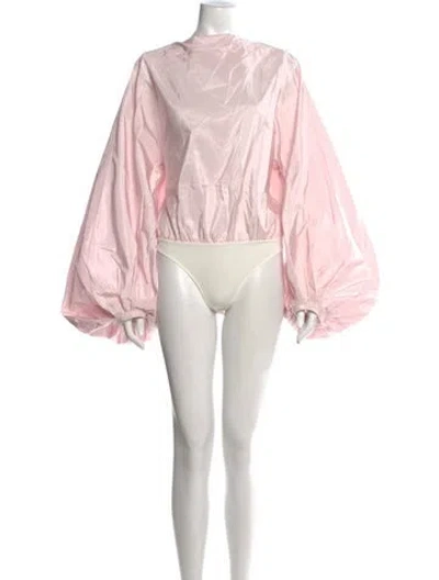Pre-owned Alaïa Silk Mock Neck Bodysuit In Pink