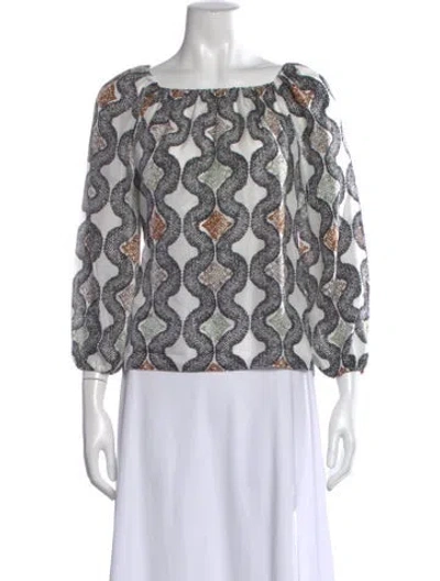 Pre-owned Alaïa Silk Patterned Blouse In White